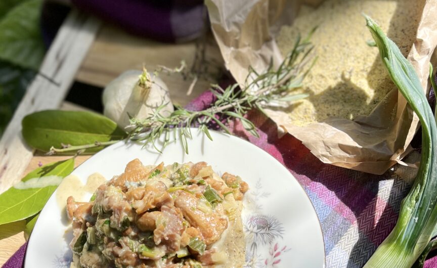 Polenta con finferli e gorgonzola